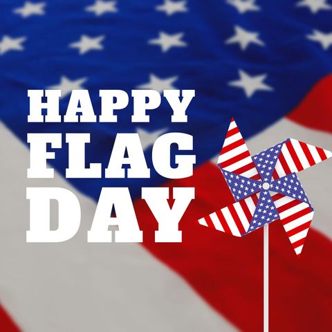 Flag Day Celebration with American Flag and Pinwheel - Download Free Stock Templates Pikwizard.com