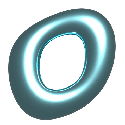 Transparent glossy cyan 3d torus ring with reflective halo for futuristic design