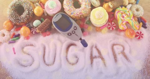 Sweet Temptations with a Glucose Monitor Highlighting Diabetes Awareness