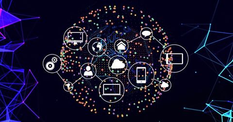 Global Digital Network Interface with Icon Connections - Download Free Stock Images Pikwizard.com