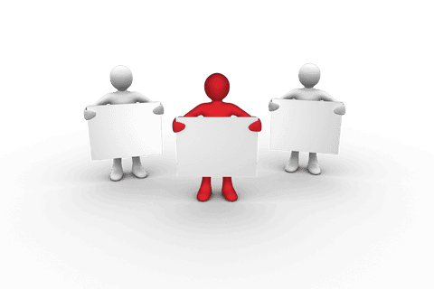 Transparent Red and White Figures Holding Blank Billboards - Download Free Stock Videos Pikwizard.com