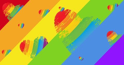 colorful rainbow hearts on vibrant striped background - Download Free Stock Images Pikwizard.com
