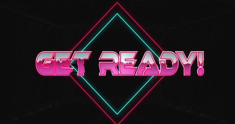 Glowing Neon Glitch Art with Futuristic Typography