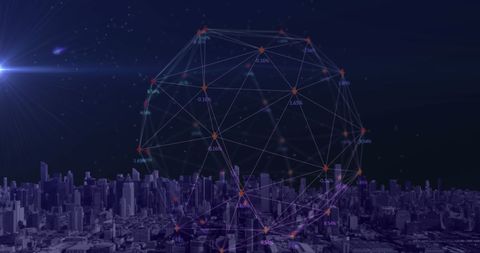 Abstract Network Connections in Futuristic Cityscape - Download Free Stock Images Pikwizard.com