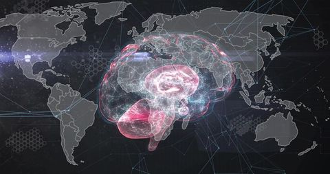 Holographic Brain over World Map Reflecting Global Connectivity