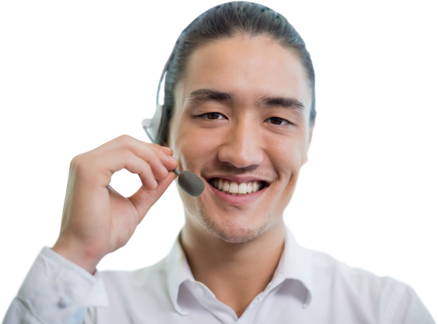 Transparent Background Smiling Customer Service Representative Wearing Headset - Download Free Stock Videos Pikwizard.com