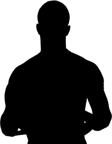 Transparent silhouette of sportsperson with raised battled