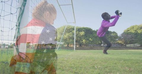 Teenage Soccer Goalkeeper Practicing Outdoors for Agility and Skill
