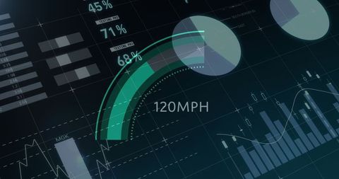 Digital Speedometer with Data Graphs on Black Background - Download Free Stock Images Pikwizard.com