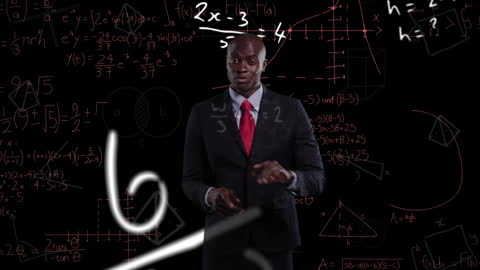 Businessman Analyzing Complex Mathematics Equations