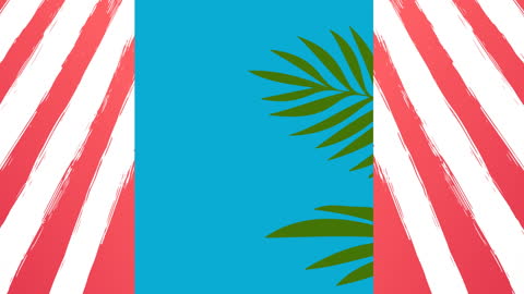 Festive Abstract with Leaves and Stripes