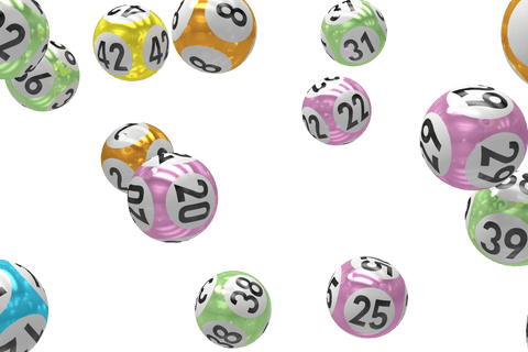 Colorful transparent lottery balls in motion