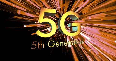 5G Technology with Dynamic Light Trails on Dark Background