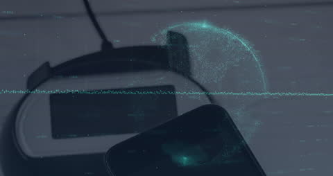 Digital Data Processing Globe over Technology Interface