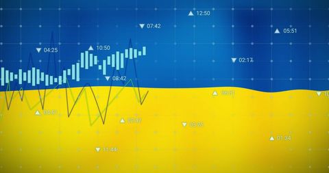 Financial Graphs Overlay on Ukrainian Flag Suggesting Economic Crisis - Download Free Stock Images Pikwizard.com