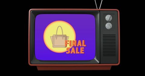 Retro TV Displaying Final Sale Announcement on Black Background