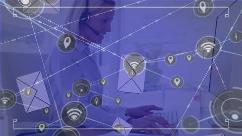 Businesswoman Engaged in Digital Networking with Global Connectivity