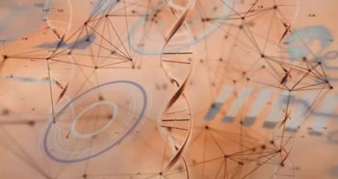 Abstract DNA Helix with Digital Connections in Futuristic Design