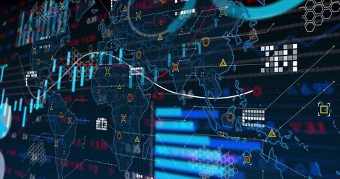 Digital Interface with Financial Data on World Map - Download Free Stock Images Pikwizard.com