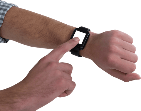 Close-Up of Tech-Savvy Man Using Transparent Smartwatch - Download Free Stock Videos Pikwizard.com