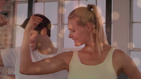 Diverse Friends Exercising Flexing Muscles at Gym
