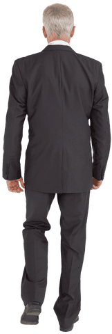 Transparent Mature Businessman Walking Away in Formal Suit