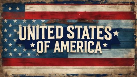 Vintage Unite States of America Sign with Rustic Flag Background