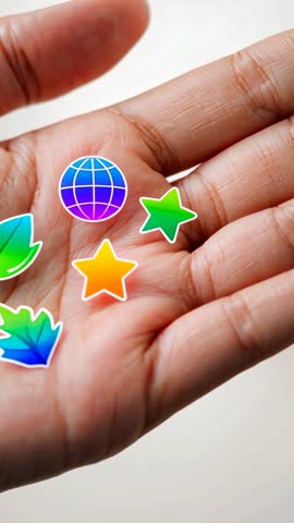 Right Hand Tilting Palm Showing Floating Digital Icons in Vertical Interaction Video