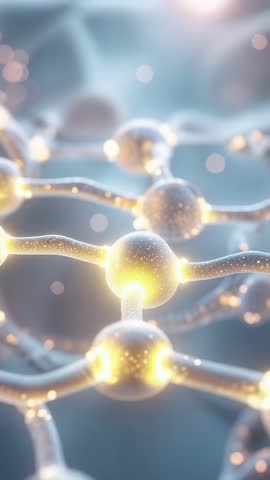 Neural network nodes pulsing with golden light, connecting in vertical futuristic loop