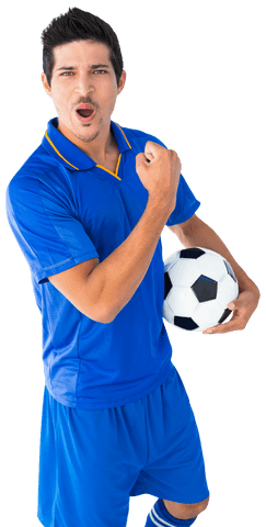 Hispanic Footballer Showing Confidence with Soccer Ball Transparent