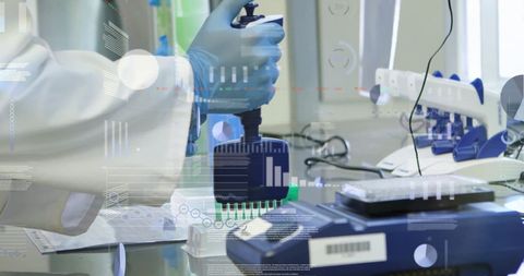 Digital Data Overlay on Scientist Working in Laboratory - Download Free Stock Images Pikwizard.com