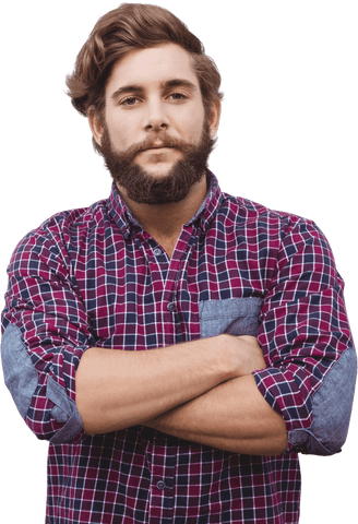transparent confident hipster with arms crossed in checkered shirt - Download Free Stock Videos Pikwizard.com