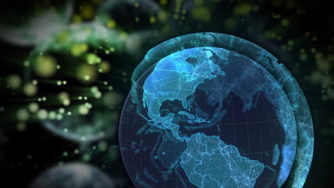 Digital Globe with Glowing Data Streams for Medical Technology Concept