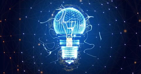 Energy Waves Illuminating Light Bulb with Connected Networks - Download Free Stock Images Pikwizard.com