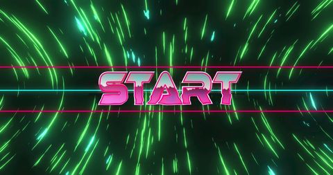 Retro Sci-Fi Start Theme with Neon Green Streaks