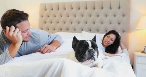 Happy Couple Enjoying Quality Time with French Bulldog