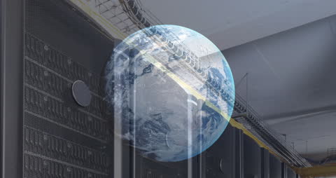 Global Networking and Data Storage Conceptual Display