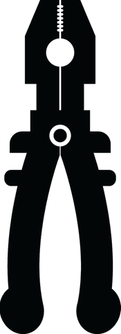 Black pliers silhouette on transparent background - work and construction tool