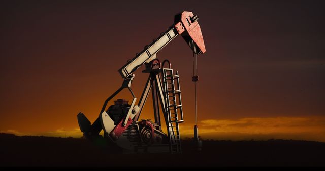 Oil Pump Jack Against Glowing Sunset Skies - Download Free Stock Images Pikwizard.com