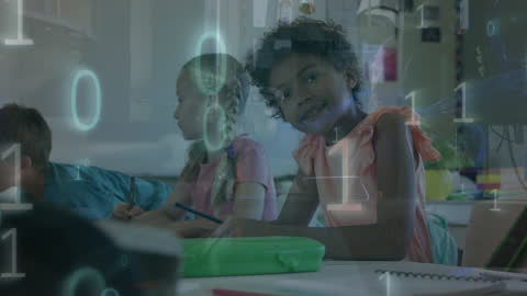 Children in Classroom Learning with Technology Overlay