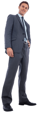 Confident Businessman Smiling Hands on Hip Transparent Background