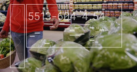 Woman Wearing Red Sweater at Grocery Trip with Digital Overlay - Download Free Stock Images Pikwizard.com