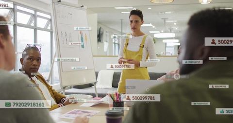 Creative Team Brainstorming in Modern Office with Interactive Features