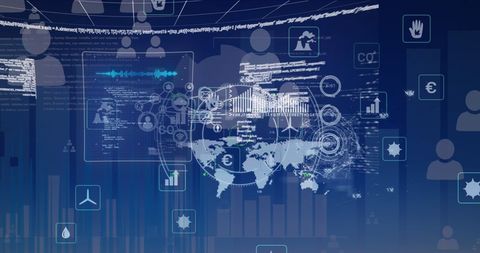 Digital Data Processing on World Map Interface - Download Free Stock Images Pikwizard.com