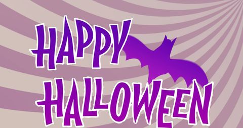 Vibrant Halloween Greeting With Bat and Curved Background