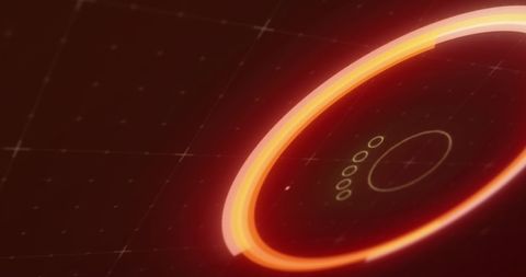 Glowing orange scope on digital grid background