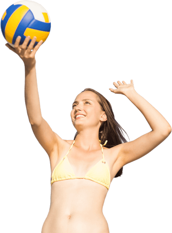 Transparent PNG of Woman in Bikini Holding Volleyball in Summer