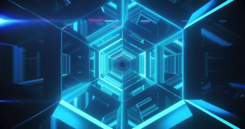Glowing Hexagonal Tunnels Create Hypnotic Digital Art