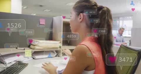 Office Worker Engaging in Social Media Analytics Tasks