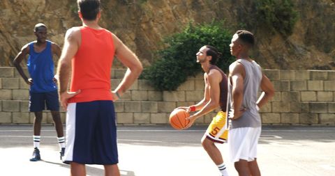 Basketball Player Focusing Before Shooting Free Throw Outdoors